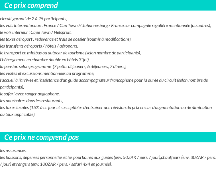 Conditions tarifaires