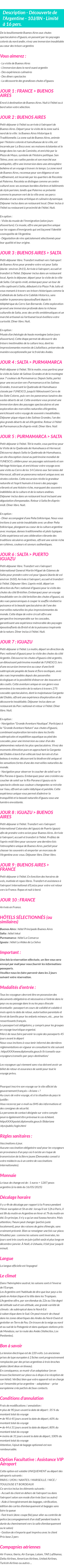 Détails du séjour