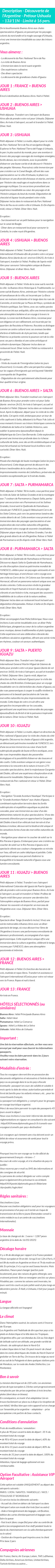 Détails du séjour