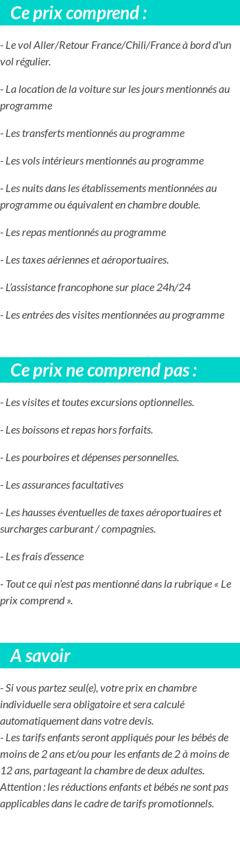 Conditions tarifaires