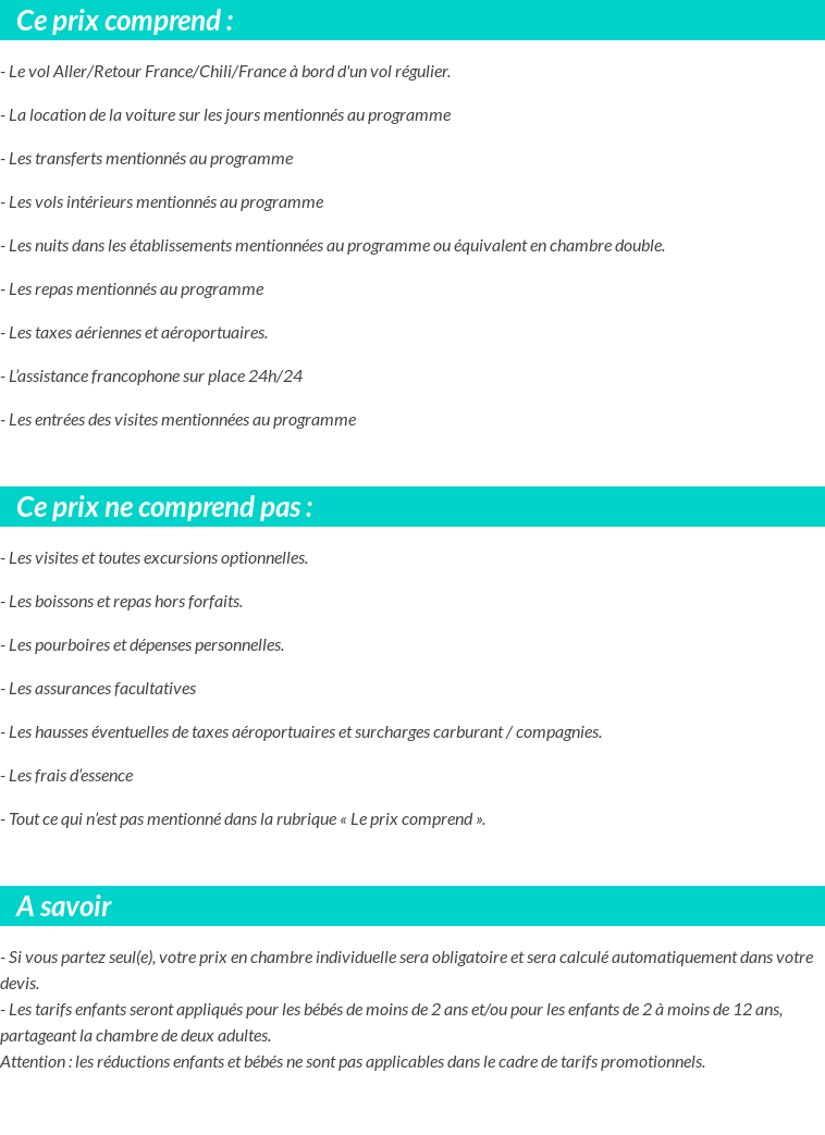 Conditions tarifaires