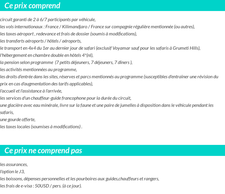 Conditions tarifaires