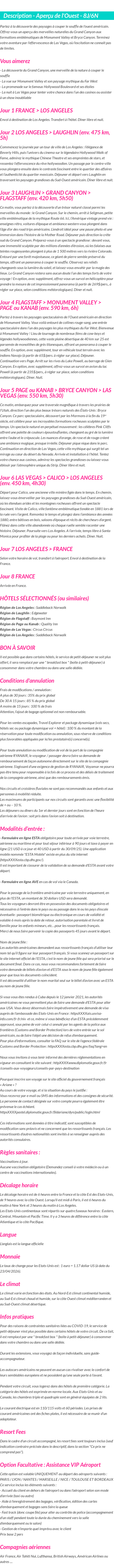 Détails du séjour