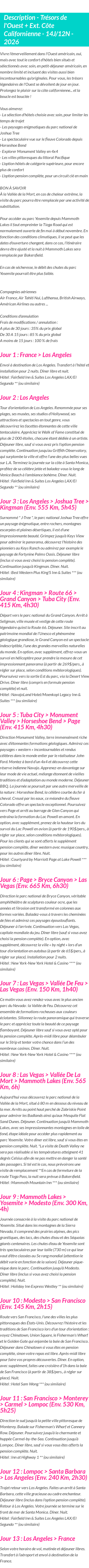 Détails du séjour
