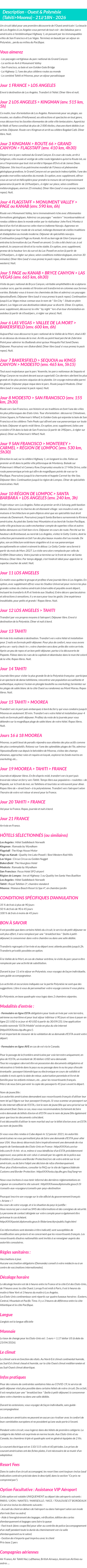 Détails du séjour