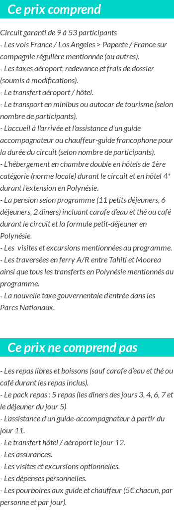 Conditions tarifaires
