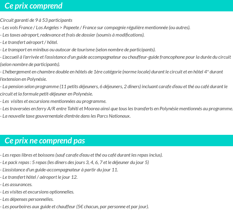 Conditions tarifaires