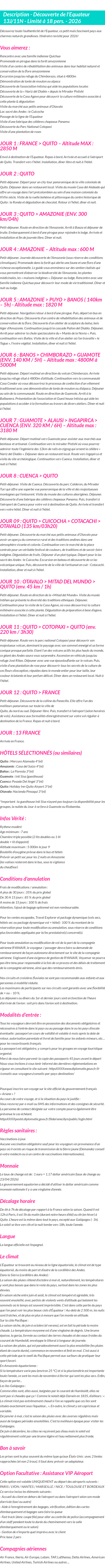 Détails du séjour
