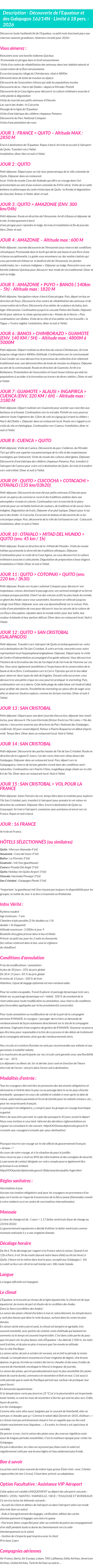 Détails du séjour