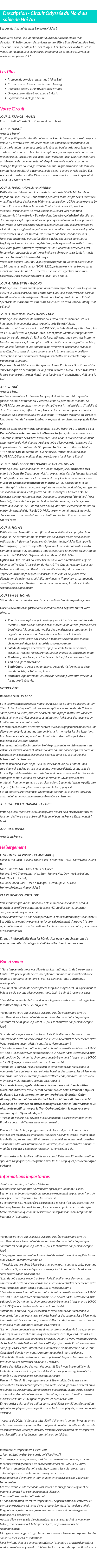 Détails du séjour