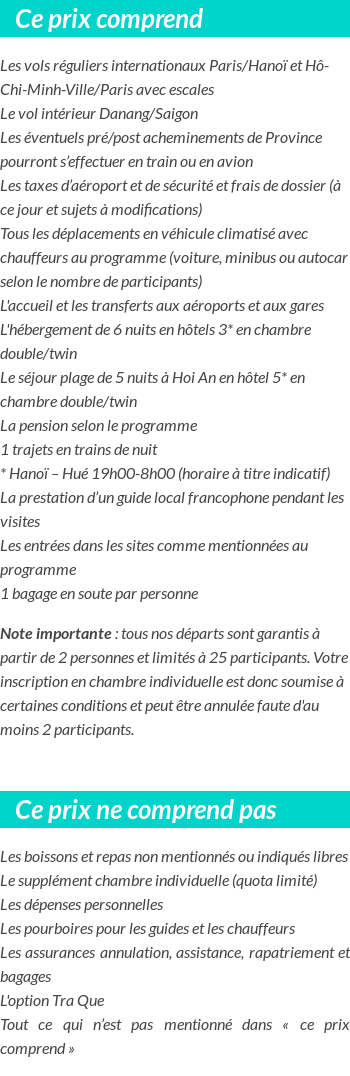 Conditions tarifaires