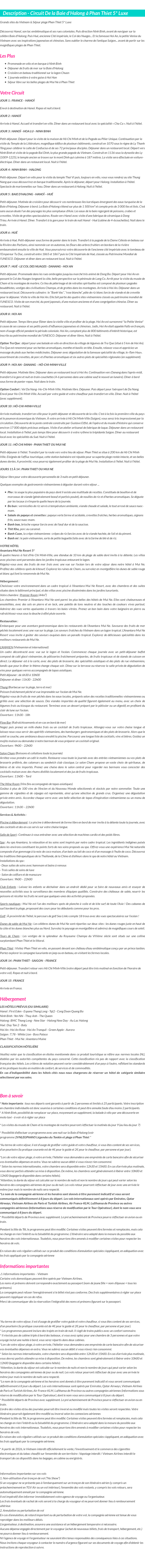Détails du séjour