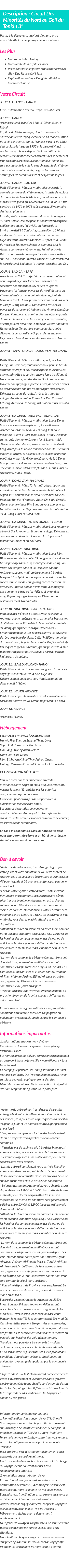 Détails du séjour