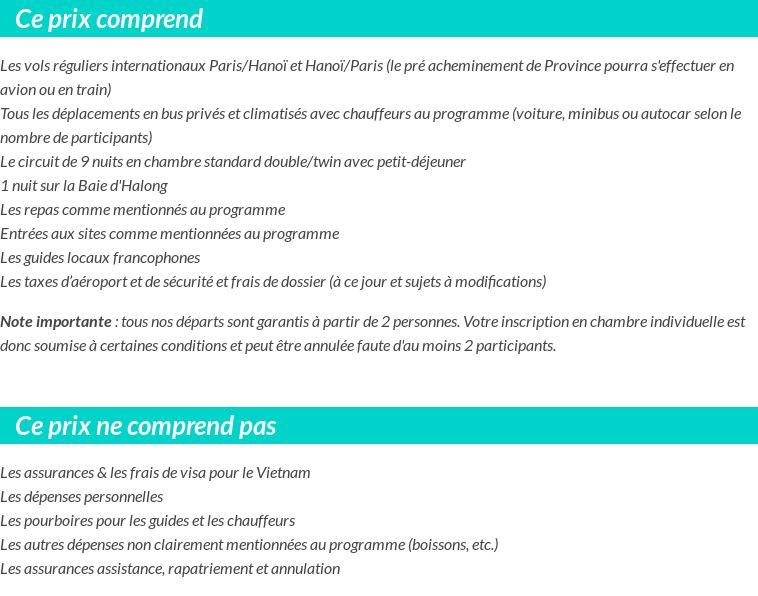 Conditions tarifaires