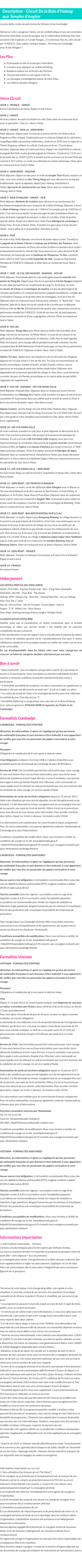 Détails du séjour