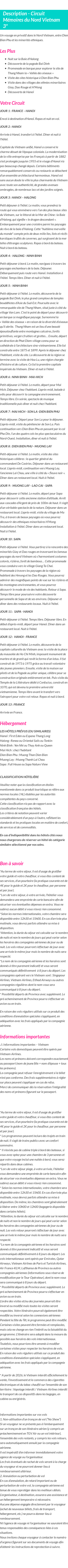 Détails du séjour