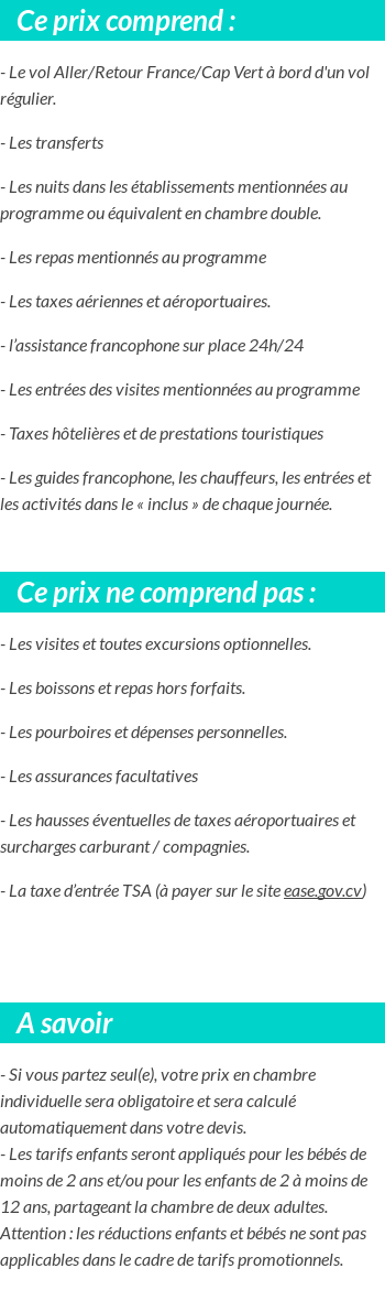 Conditions tarifaires