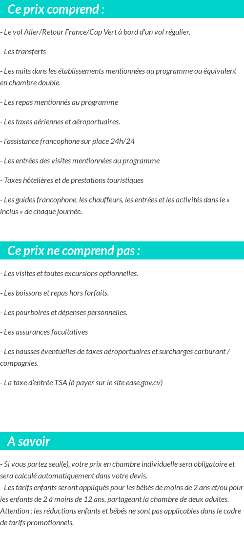 Conditions tarifaires