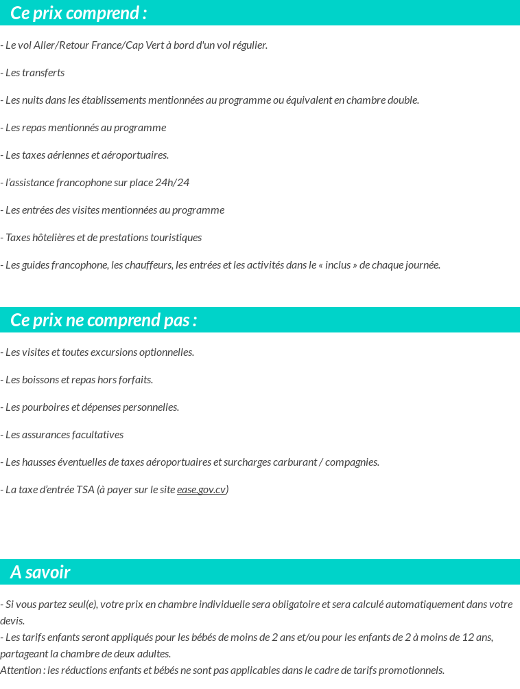 Conditions tarifaires