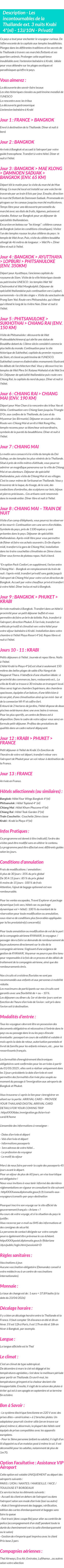Détails du séjour