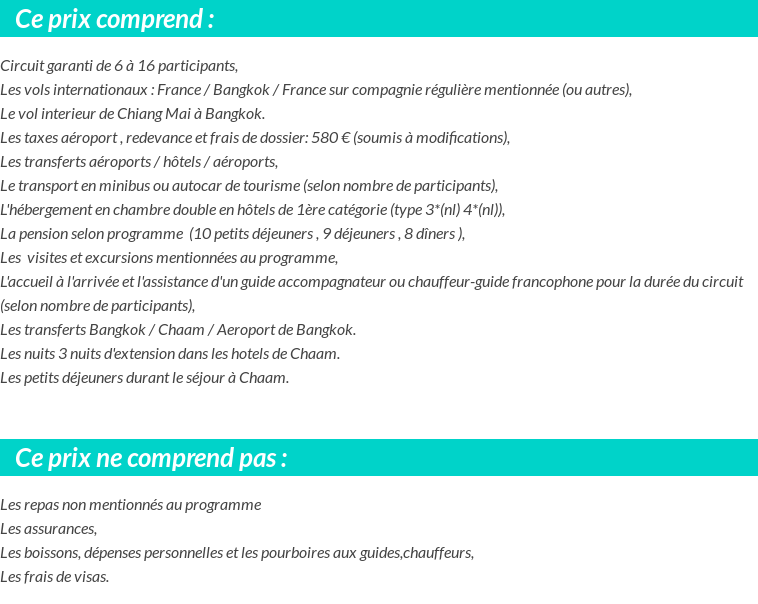 Conditions tarifaires