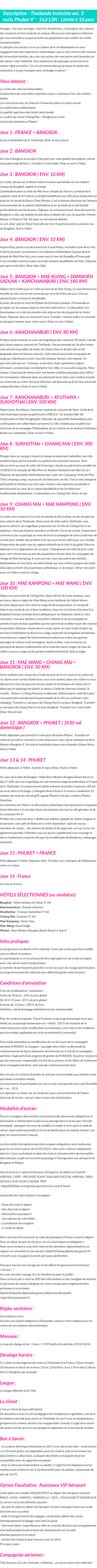 Détails du séjour