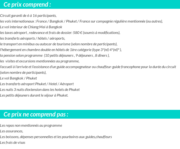 Conditions tarifaires