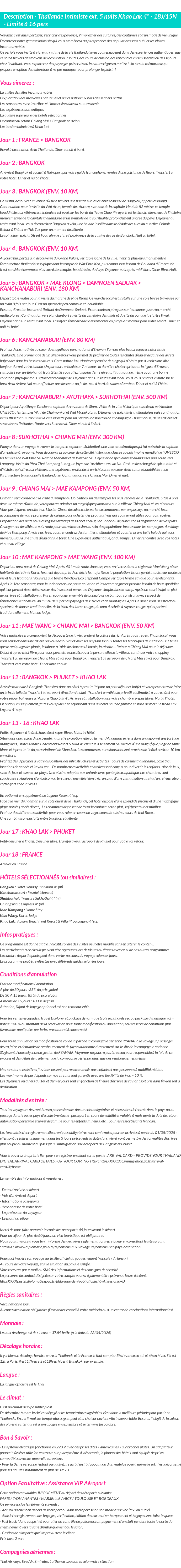 Détails du séjour