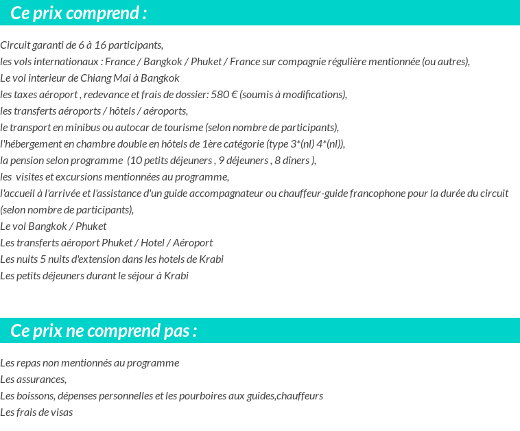 Conditions tarifaires