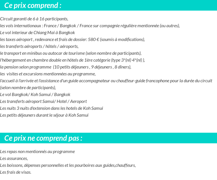 Conditions tarifaires
