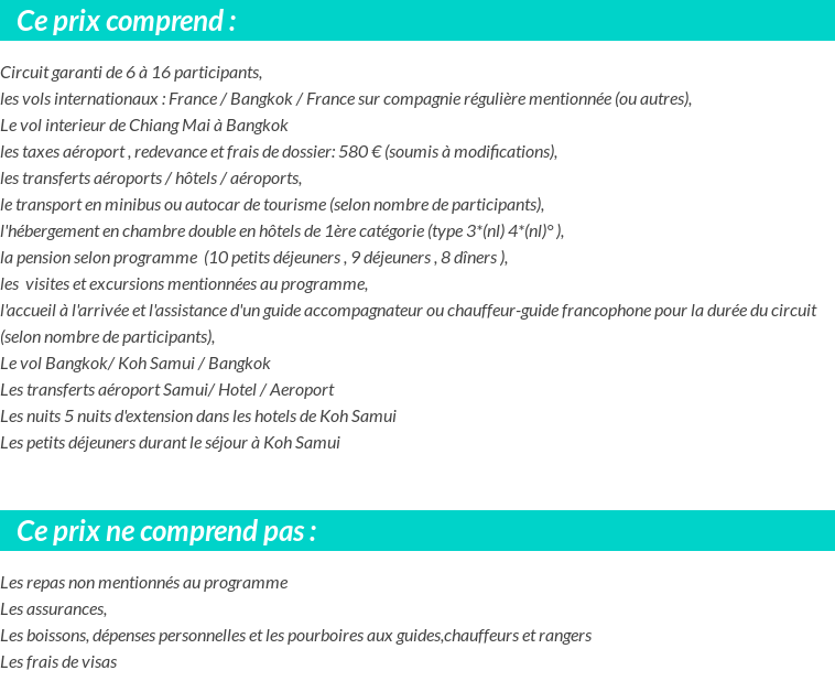 Conditions tarifaires