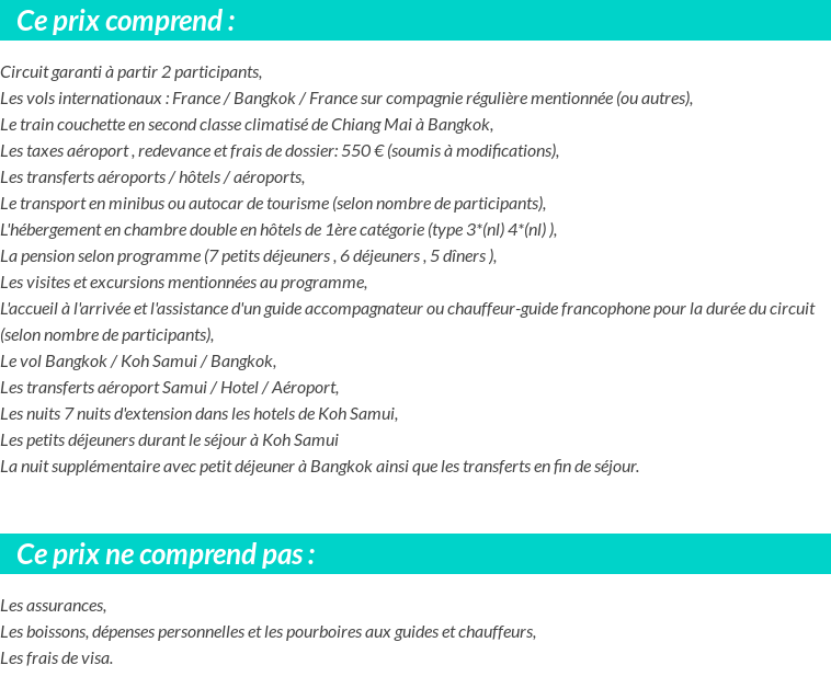 Conditions tarifaires