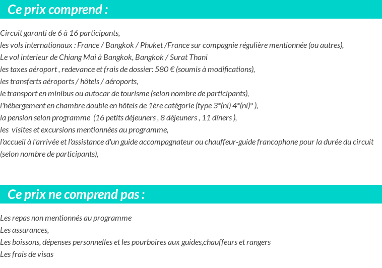 Conditions tarifaires