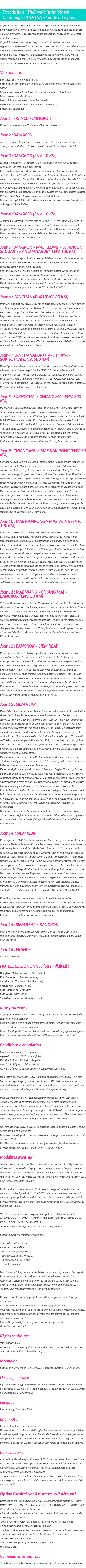 Détails du séjour