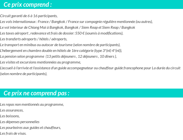Conditions tarifaires