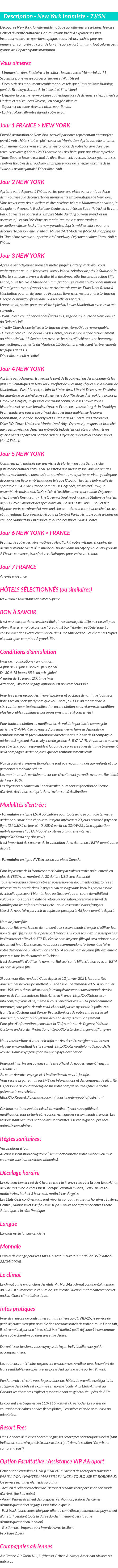 Détails du séjour
