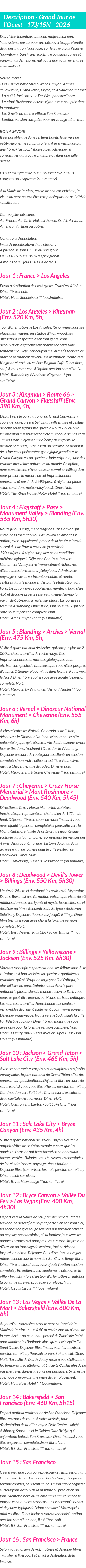 Détails du séjour