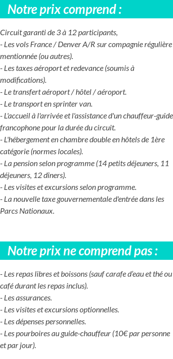 Conditions tarifaires