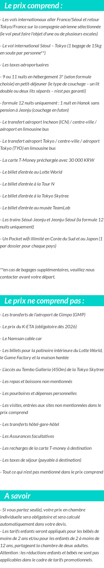 Conditions tarifaires