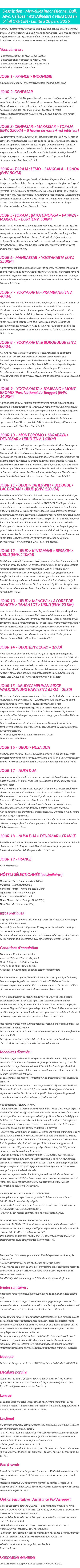 Détails du séjour