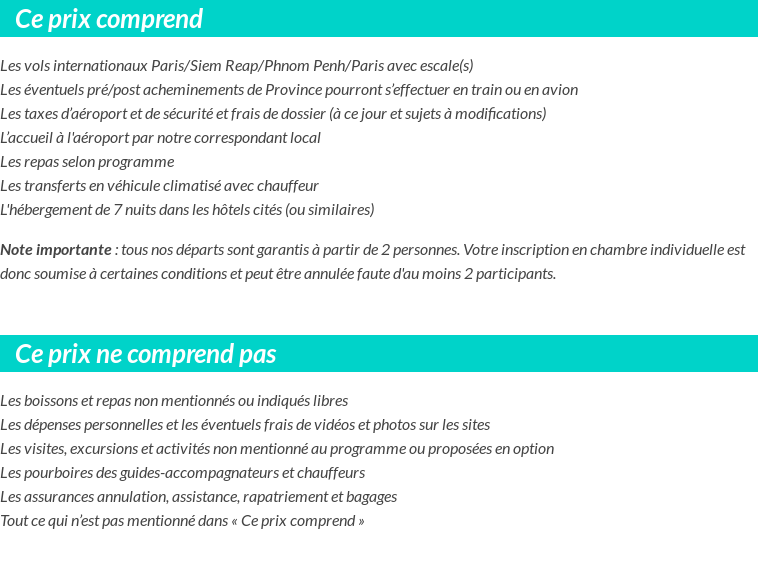 Conditions tarifaires