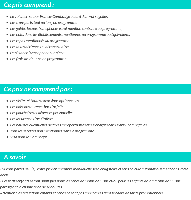 Conditions tarifaires