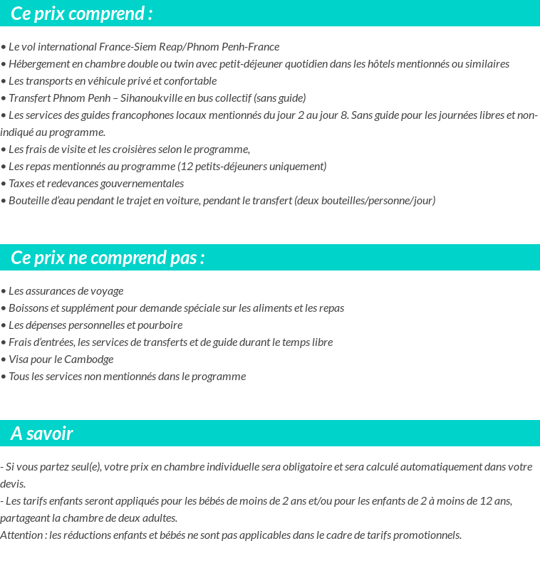 Conditions tarifaires