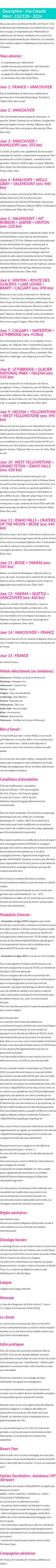 Détails du séjour