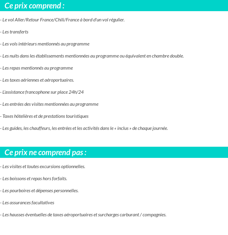 Conditions tarifaires