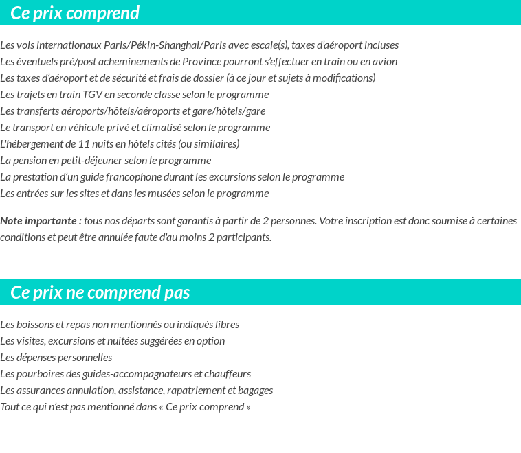 Conditions tarifaires