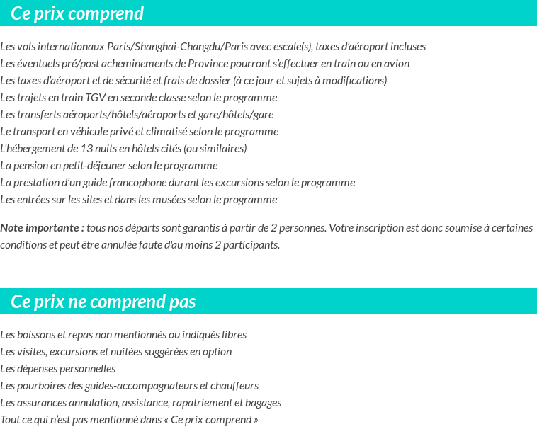 Conditions tarifaires