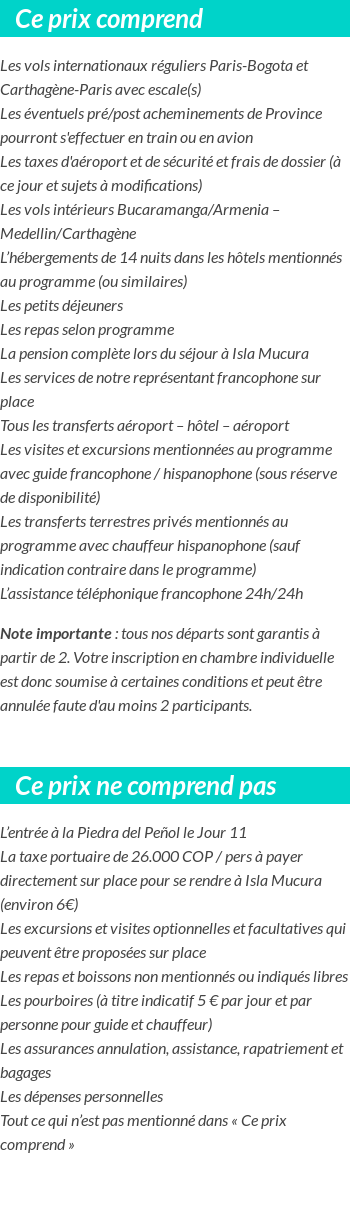 Conditions tarifaires