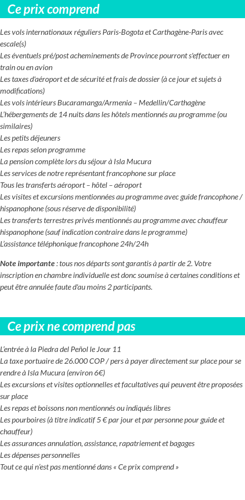 Conditions tarifaires