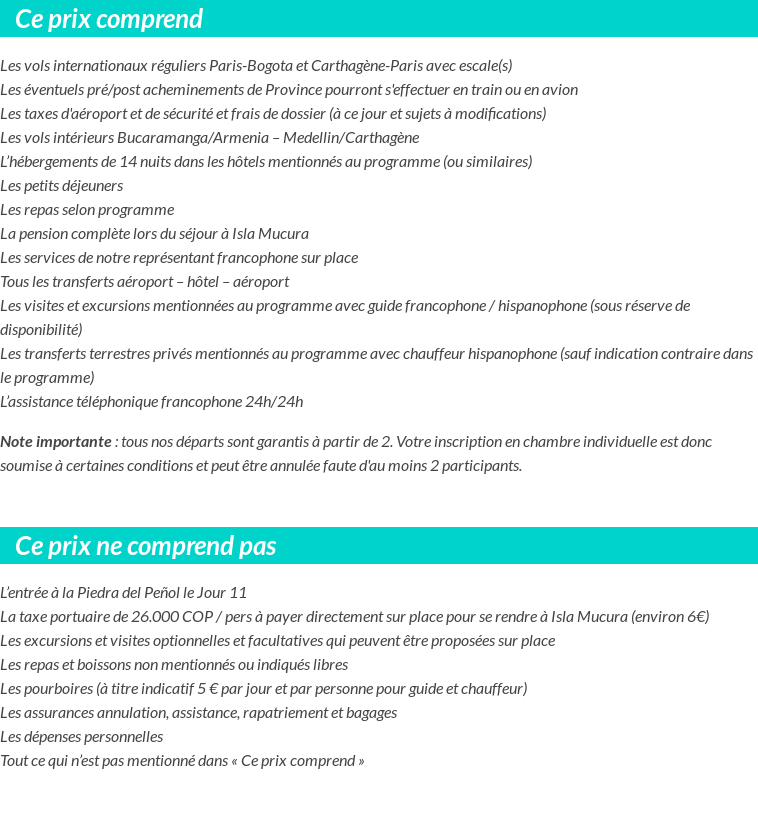 Conditions tarifaires